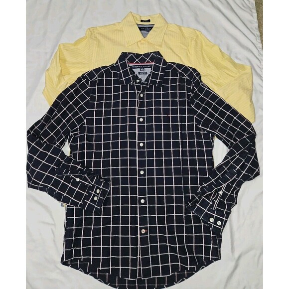 2 VTG Tommy Hilfiger Shirts Mens Small Multicolor Plaid Button Down Long Sleeve - Picture 2 of 9